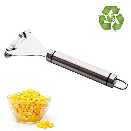 Corn Thresher Slicer Peeler, 18/10 Stainless Steel Corn Stripping Corer, Kitchen Gadget Dishwasher Safe AYZ333