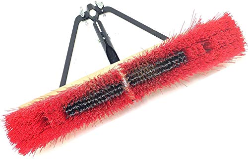Professional Commercial Multi Surface Heavy Duty Industrial Push Broom Rough Surface Sweeper Brush With Stiff Bristles & Steel Wire Insert Warehouse & Contractors, Lawn & Garden, Indoor&Outdoor (Red)
