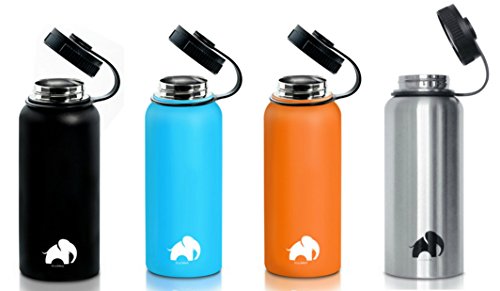 Stainless Steel Water Bottle By Cool Elephant - 32 oz Water Bottle - Insulated Thermo - Double Walled Wide Mouth Bottle – Leak & Sweat Proof Bottle - Non-Toxic BPA Free -Cold/Hot Drinks For 12 Hours