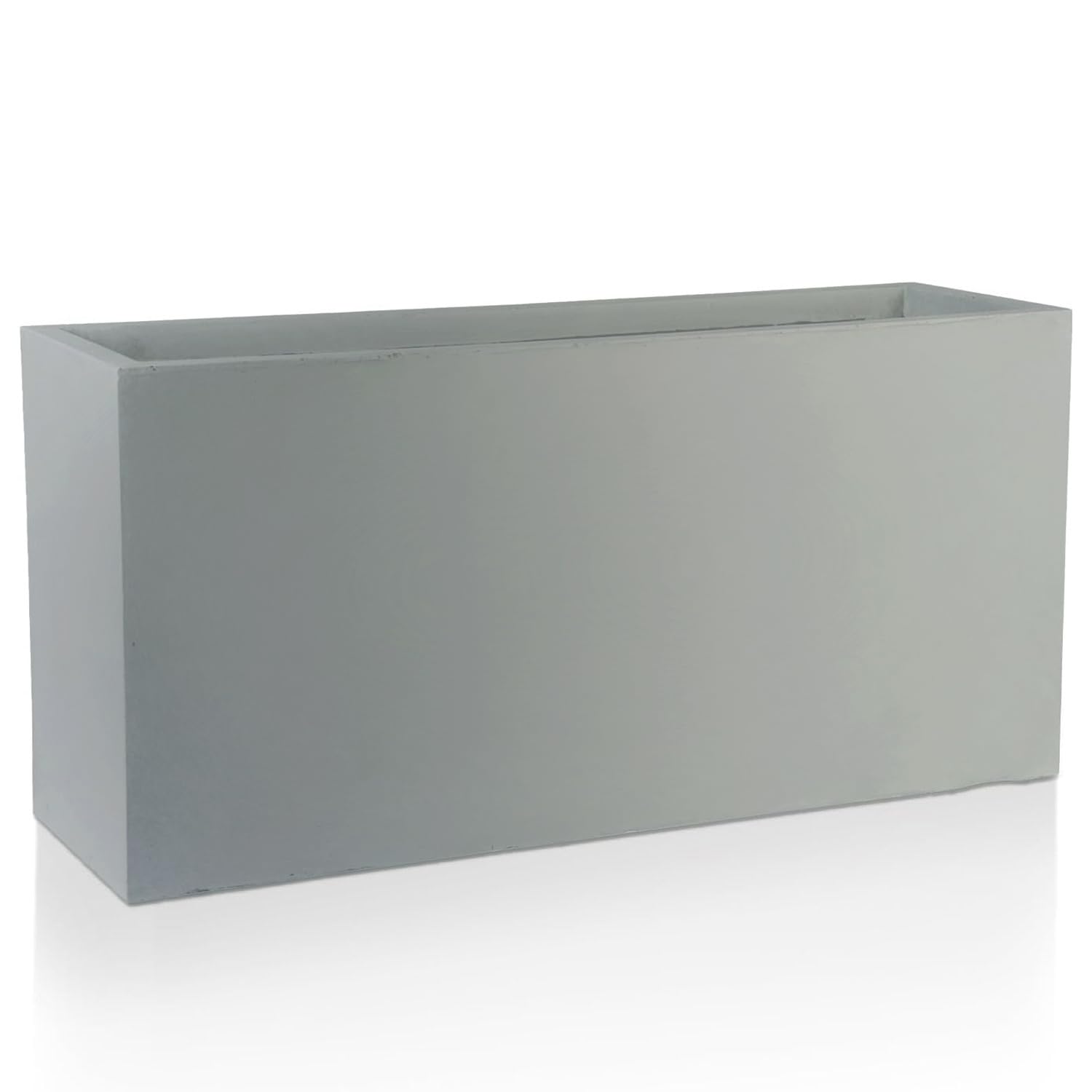 IDEALIST 65cm Planter Large Trough | Grey Reinforced Stone Rectangle Plant Pot | Garden Planters with Drainage Holes L65 W19 H30 cm, 37 litres
