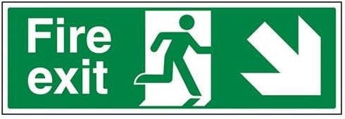 Vsafety Fire Action Schild – 150x200 Mm, Kunststoff, EN ISO 7010, Blau/grün/rot, Mit Klebeband