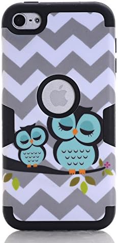 Rosepark iPod Touch 5 case,iPod Touch 6 Case, (TM) Sleeping Owls Hybrid 3 in 1 Shield Series Impact Resistant Armor Combo for Apple iPod Touch Generation 5th 6th(Black),with Screen Protector+Stylus