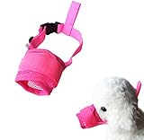 FUNPET Dog Muzzle Adjustable for Biting Chewing Licking and Barking Puppy Pet with Soft Mesh Pink S