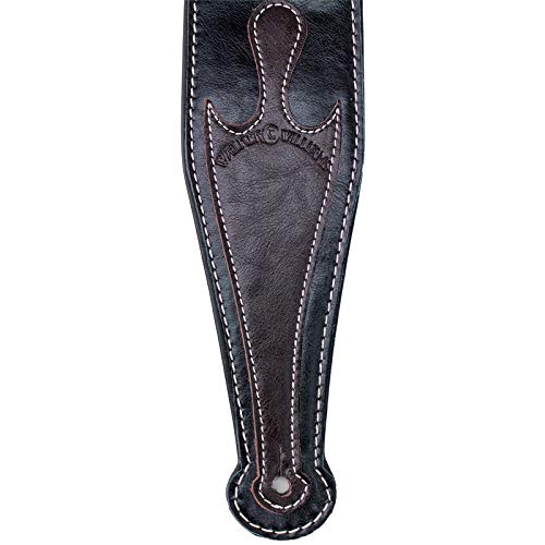 Walker & Williams C-20 Custom Black with Brown Gothic Overlay Padded Leather Guitar Strap