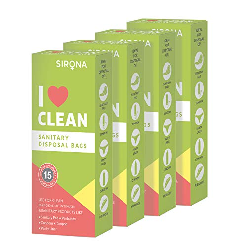 Sirona Personal Disposal Bags – 60 Bags for Discreet Tampons, Sanitary Pads/Napkin, Panty Liners, Tampons & Condoms…