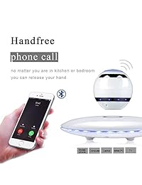infinity Orb altavoz Bluetooth 4.0 LED   Flash inalámbrico en levitación magnética flotante altavoces con micrófono y botones táctiles (blanco)