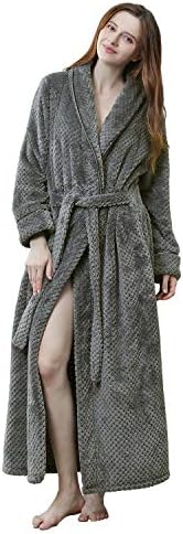 Womens Soft Plush Bathrobe Winter Fleece Dressing Gown Fluffy Bath Robe Housecoat Full Long