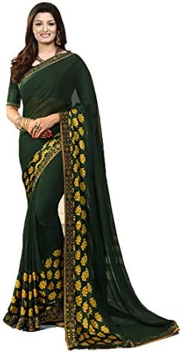 Calendar Women's Georgette Saree With Blouse Piece(Multi_Color_Free_Size)