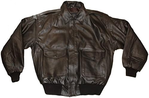 Leather Jacket Men A2 Airforce US Pilots Flight Crew Bomber Brown (Rich Mid Brown, Medium)
