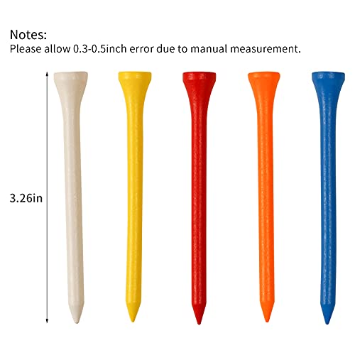 200 Packs Golf Tees Professional Natural Wood Golf Tees, Golfing Tees Multiple Colors Size 3-1/4 Inch, Tall Golf Tees Bulk Reduce Side Spin and Friction (3-1/4 inch 83mm)