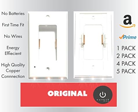 -[1 Pack]- [OUTLIT] Outlet LED Night Light NEW-MOLD NEW DESIGN Wall Plate with LED Night Lights, Auto On/Off Sensor, No Batteries, No Wires, Installs In Seconds [Décor, White] (1)