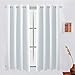 FLOWEROOM Room Darkening Curtains Thermal Insulated Blackout Curtain with Grommet for Living Room, Greyish White, 52 by 63 inch, 2 Panels