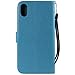 NOMO for iPhone XR Case,for iPhone XR Wallet Case,for iPhone XR Flip Case PU Leather Emboss Tree Cat Flowers Folio Magnetic Kickstand Cover with Card Slots for iPhone XR (6.1 inch) Release, Blue