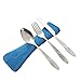 fibound Camping Cutlery Utensils Set of Military Grade Stainless Steel Fork, Spoon and Knife (Blue)