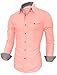 TAM WARE Mens Inner Plaid Oxford Cotton Button Down Dress Shirts TWNEL565S-319S-PINK-US S