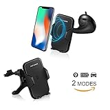 Wireless Car Charger with Fast Wireless Charging car mount for iPhone X 8/8, Samsung Note 8 Galaxy S8/S8 Plus, Galaxy S7/S6, S7 Edge/S6 Edge Note5 and All QI-enabled devices