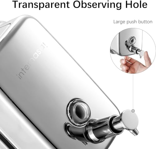 interhasa! Manual Soap Dispenser, Commercial Stainless Steel Wall Mounted Hand Soap Dispenser for Bathroom Kitchen 500ml/17oz, Sliver