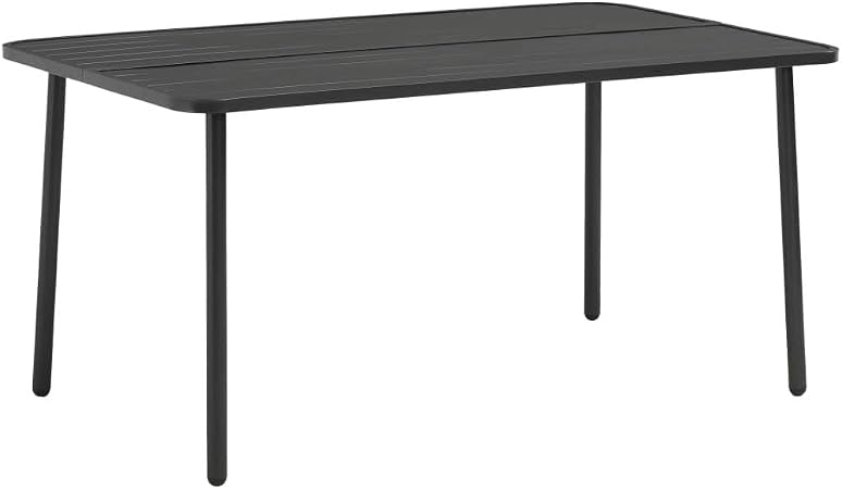 Festnight Garden Dining Table Metal Dining Table Outdoor Patio Furniture 150x90x72 Cm Dark Grey Slatted Design Amazon Co Uk Kitchen Home