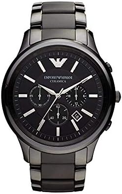 THENAUTICALMART New Emporio Armani Ceramica Chronograph Black AR1451 47mm Wrist Watch for Men