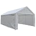 Abba Patio 12 x 20-Feet Heavy Duty Carport, Car Canopy Shelter with Removable Side Panels, Doors and 8 Steel Legs, White