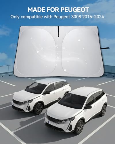 LANTU Sun Visor for Peugeot 3008 2016-2024 Foldable Sun Visor Protection with Storage Pouch UV Sun Umbrella