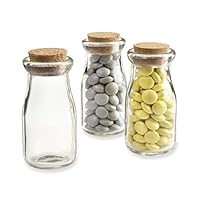 CTKcom Glass Jar Bottle Mason Jar, Milk Glass Storage Glass Square Glass ,with Cork Stopper, Set of 6(Milk Jar)