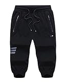 Amoystyle Men's 3/4 Capri Pants Jogger Running Workout Shorts Zipper Pockets