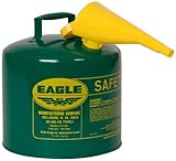 Eagle UI-50-FSG Type I Metal Safety Can with F-15 Funnel, Combustibles, 12-1/2" Width x 13-1/2" Depth, 5 Gallon Capacity, Green