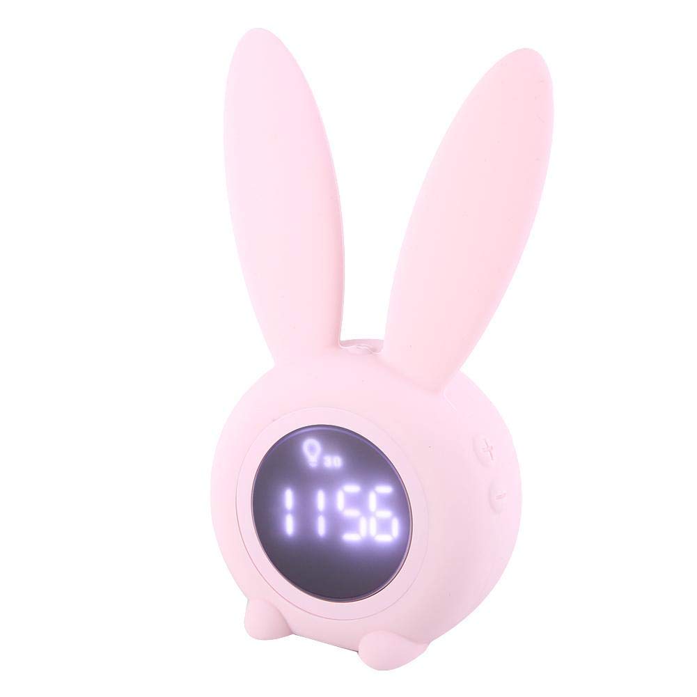 Fdit Multifunctional Cartoon Rabbit LED Screen Timing Alarm Temperature Table Clock (pink)