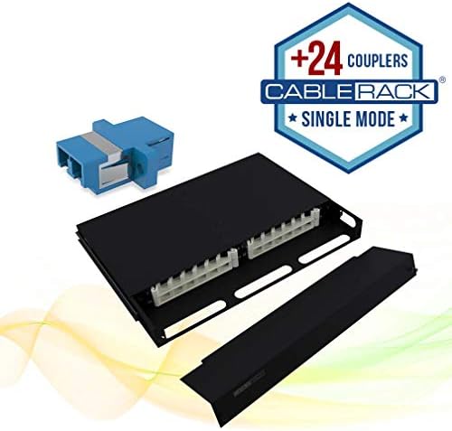 CableRack 1U Telescoping Rackmount Fiber Enclosure 24-Core Black with 24 Singlemode LC Couplers