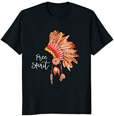 Mens Free Spirit Native American Feather Headdress T Shirt Medium Black