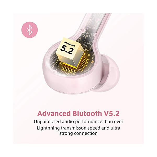 Wireless-Earbuds-Boltune-Bluetooth-V52-Earbuds-with-4-Microphones-in-Ear-Stereo-Crystal-Clear-Bluetooth-Headphones-USB-C-Quick-Charge-IPX8-Waterproof-40Hours-Playing-Time-SingleTwin-Mode-Pink Wireless Earbuds, Boltune Bluetooth V5.2 Earbuds with 4 Microphones in-Ear Stereo Crystal-Clear Bluetooth Headphones USB…