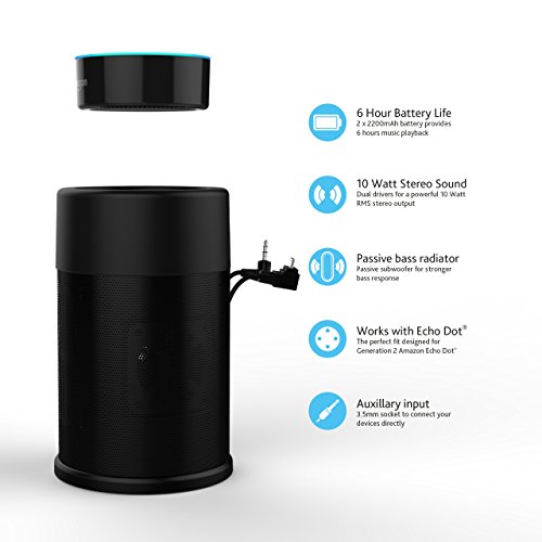 Wireless Battery Speaker for Amazon Echo Dot 2nd Generation