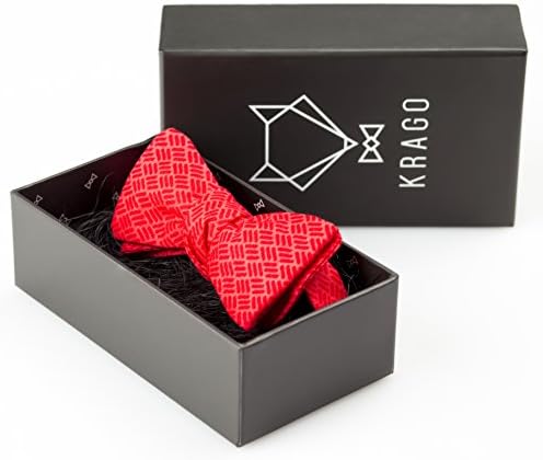 Elegance Red Bow tie for Men and Women, Patterned Red Self tie Bow tie KRAGO