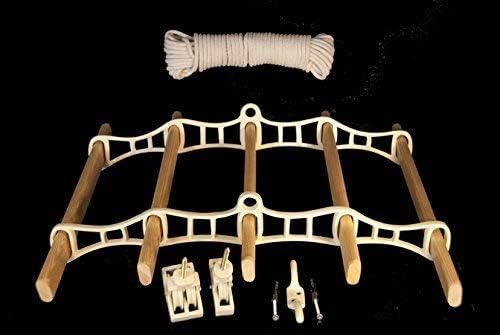 5LATH Cottage Maid pulley clothes rack with 1,5skandinavischen Redwood Pine Wooden Slats and Cast Iron White Components