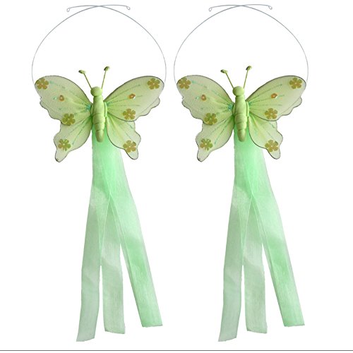 Butterfly Curtain Tiebacks Green Jewel Nylon Butterflies Pair Set