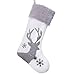 Valery Madelyn 21 Inch Large Frozen Winter Silver White Christmas Stockings Decorations Personalized Hanging Ornaments with Embroidery Reindeer and Faux Fur Trim for Xmas Gifts