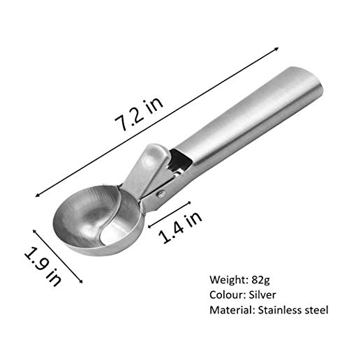 Tyzine Solid Stainless Steel Ice Cream Scoop, Fruits Scoop, with Trigger, Stainless Steel,Easy to Use,Convenient, Fast and Durable.