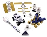 Amazing Quality Space Explorer Toy Set - 2 Astronauts, 2 Space Rovers, 1 Rocket Ship, 2 Hi-Tech Satellites, Safety Signs, and Traffic Cones. Perfect Space Toys for Boys and Girls