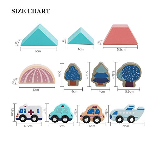 GEMEM Wooden Building Blocks Set-133 Pieces for Children Classic City Construction and Shapes Montessori Stacking Toy for Boys Girls with 48 Pieces Play Mat Puzzle