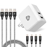 Aasama 2-Port 2.1A High Speed USB Travel Wall Charger with 6FT USB Charging Cable Compatible iPhone X/8/8 Plus/7/7 Plus/6/6s Plus/SE/5s, iPad, iPod (3 Pack)