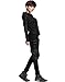 Minibee Harem Patchwork Leather Pocket Punk Style Personalized Pants Black L