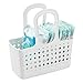 iDesign Portable Plastic Shower Tote Caddy with Handle for College Dorm or Bathroom - White - Made in USA
