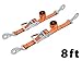 PowerTye Mfg 2 in Wide x 8 ft Long Industrial-Grade Heavy-Duty Ratchet Tie-Downs for UTV and AUTO, Locking Ratchet and Secure Twist Hooks, Orange (Pair)