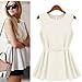 Zehui Womens Chiffon Vest Shirt Sleeveless Blouse Tops Shirt Scoop Neck W/Belt Rose US8