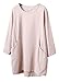Minibee Women's Linen Tunic Blouse Elbow Sleeve Asymetrical Shirt Top with Pockets Rose XL