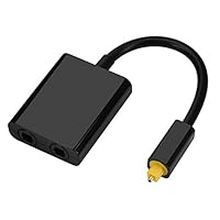 Ichiias Audio Adapter Dual Port Digital Fiber Optical Audio Splitter Adapter Audio Cable 1 in 2 Out (Black)