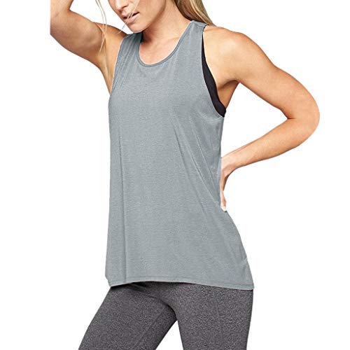 ZEFOTIM Workout Tops for Women,Cross Back Yoga Shirt Sleeveless Racerback Workout Active Tank Top(A-Gray,XX-Large)