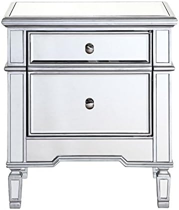 1 Door Mirrored Nightstand Cabinet 24 in. x 16 in. x 27 in. Silver Finish