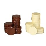 Worldwise Imports Brown and Ivory Backgammon Pieces - 1.2in